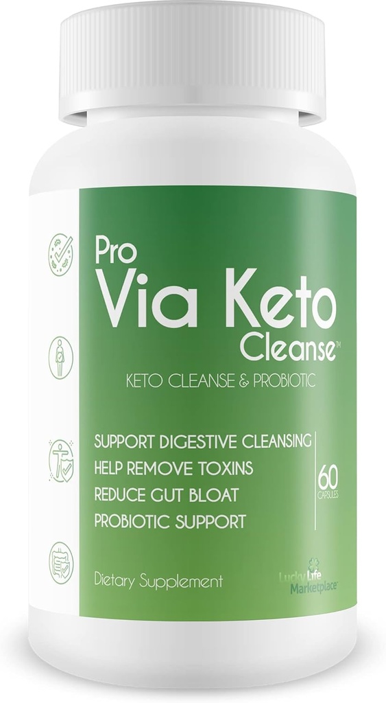 Pro Via Keto Cleanse - 帮助消除毒素和缺陷 - 以植物为基础的天然Keto Cleanse 与Probiotic支持 - 支持消化性清洁和减少Gut Bloat - 援助废物清除和戒毒