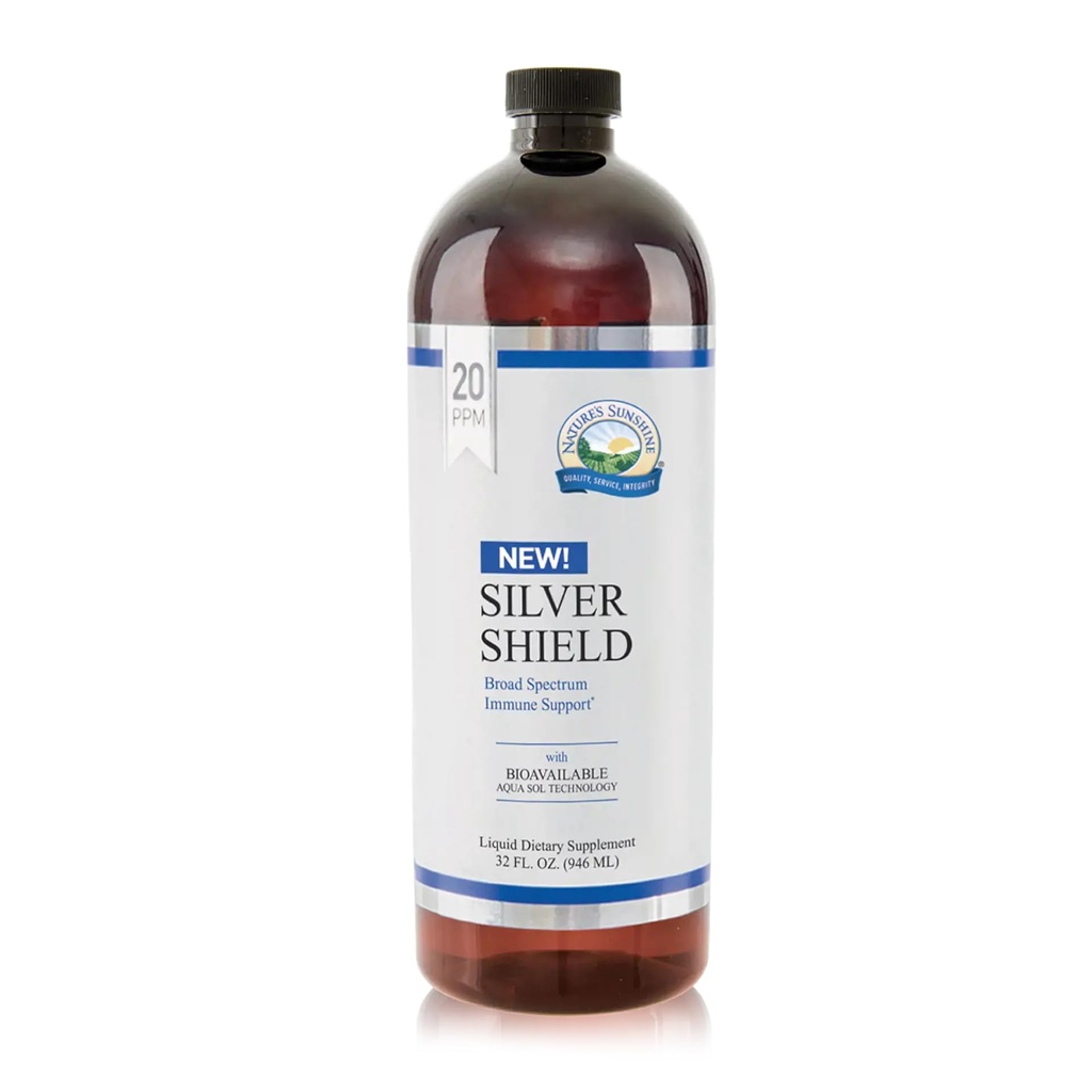 大自然的阳光银盾液体,32 Fl Oz QQ 带有水溶液技术的光银液体,提供免疫支持和保护