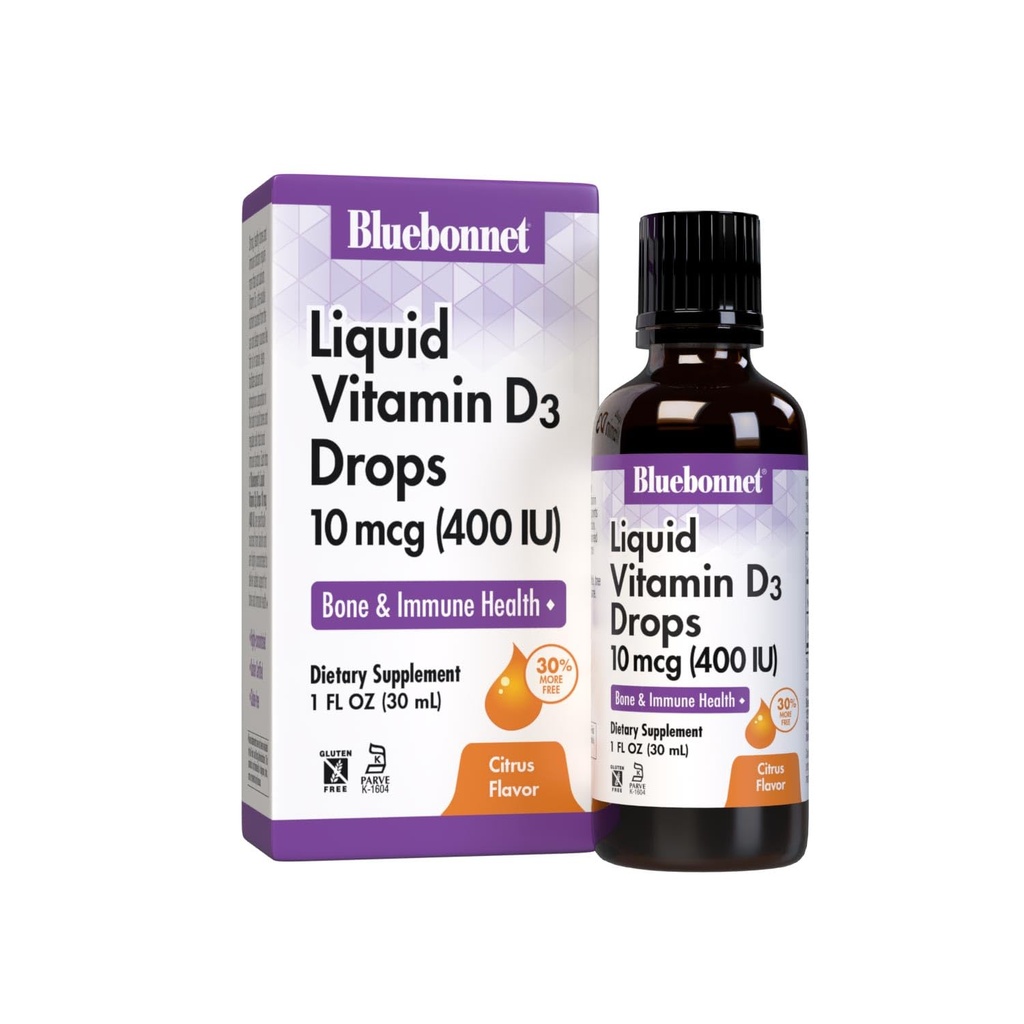 BlueBonnet 液体维生素D3 投放400 IU, Citrus, 1 Fl Oz