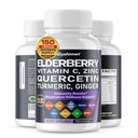 草莓 Quercetin Bilberry Turmeric Tart Cherry 生姜 维生素 C 维生素 D3 锌黑辣椒 - 150 Capsules - 在美国制造