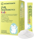 MOMSTAMIN 2'-FL Pre & Probiotics for Kids(4+): Gut Health + 免疫支持 + 消化补充 增强认知能力和睡眠质量 维生素C,D Zinc/Yogurt Flavored 30 棒 - 每日
