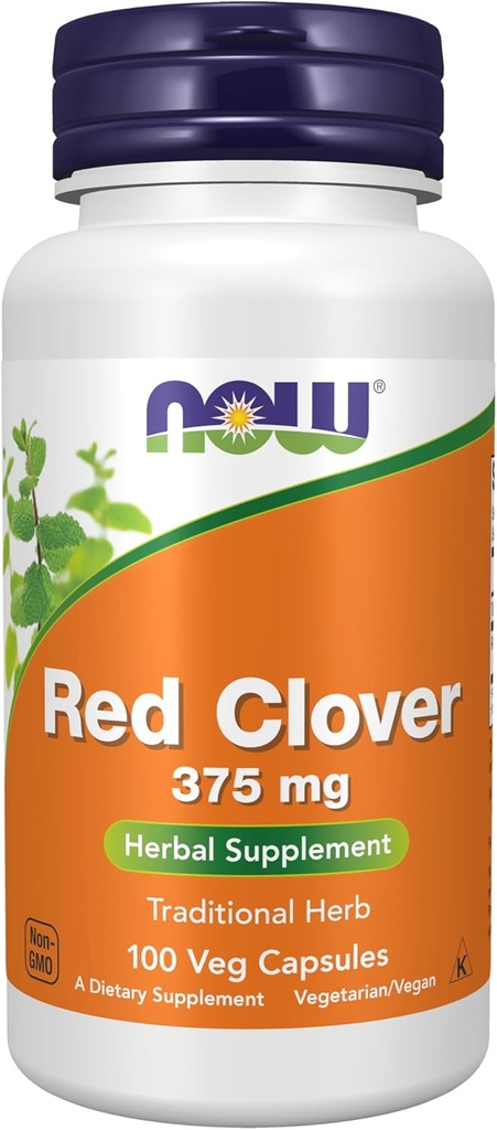 Now Foods Supplements, Red Clover (Trifolium pratense) 375 mg, 草药Supplements, 100 Veg Capsules (英语).
