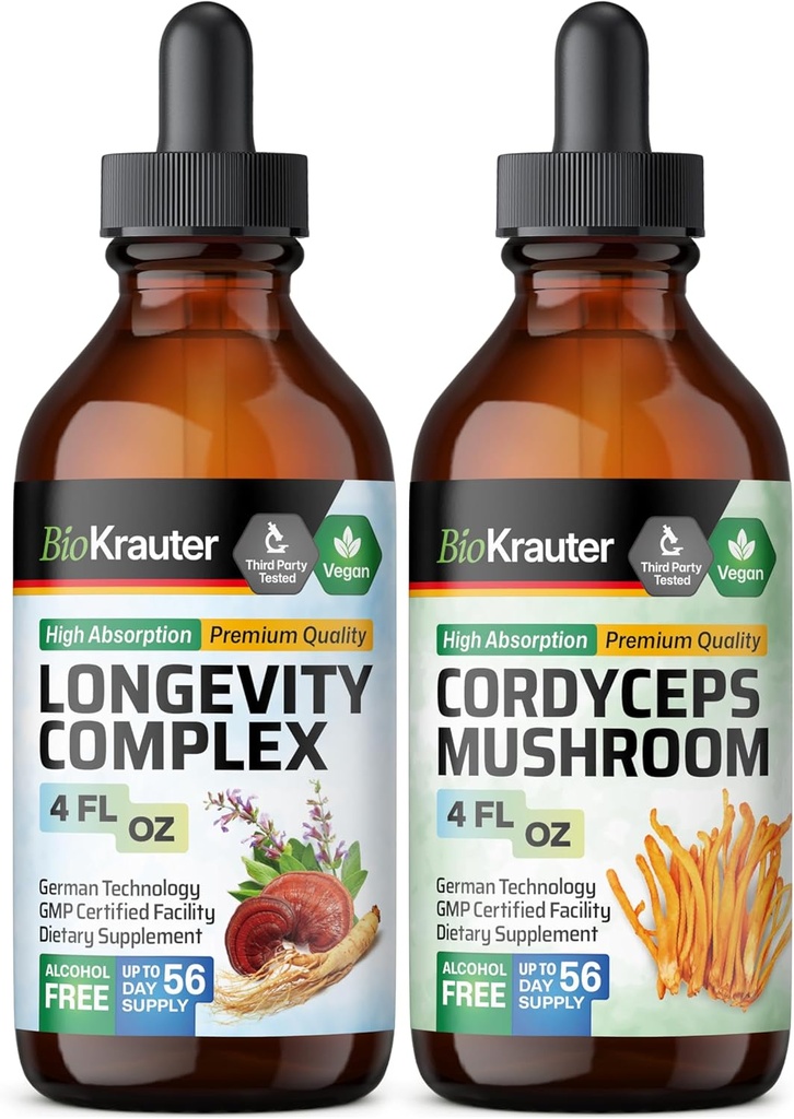 BIO KRAUTER 长寿蘑菇叮当 4 Fl. Oz. & Cordyceps 蘑菇叮当 4 Fl. Oz.