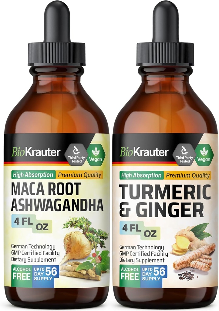 Maca Ashwagandha Tincture 4 Fl. Oz. & Turmeric Ginger Tincture 4 Fl. Oz. (原始内容存档于2019-03-09).