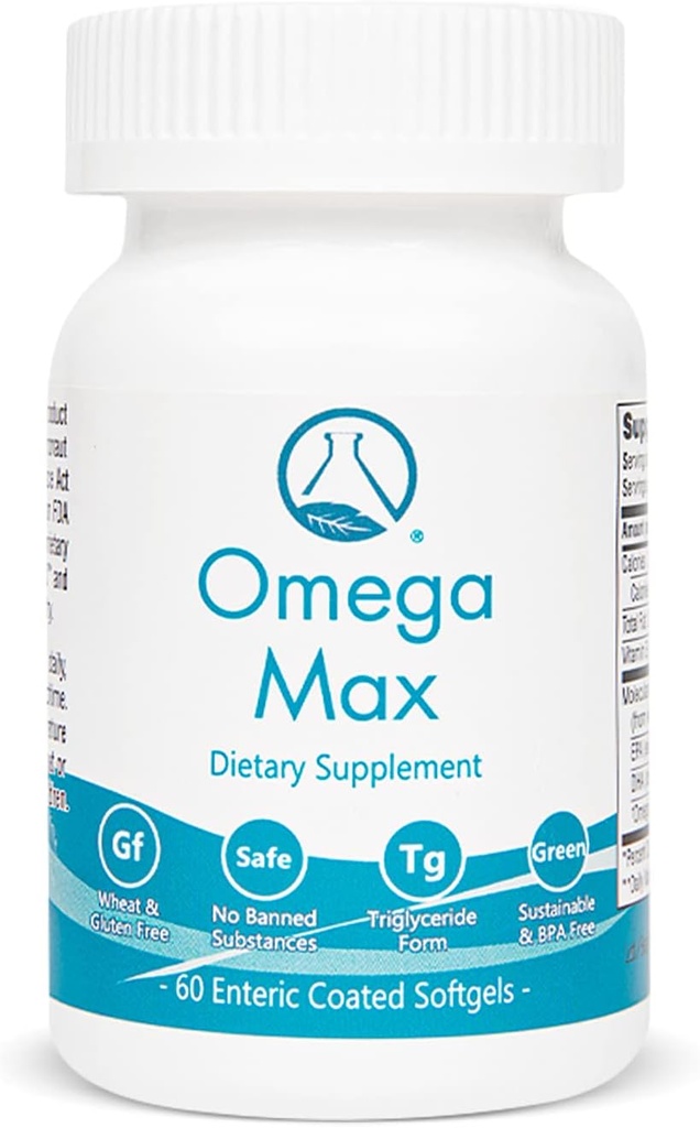 Omega Max - 60 Ct Enteric Caded, No Burp Fish Oil I Omega-3 EPA DHA 补充 I Heart, Vision, Brain & Immune Support, 2000mg/服务