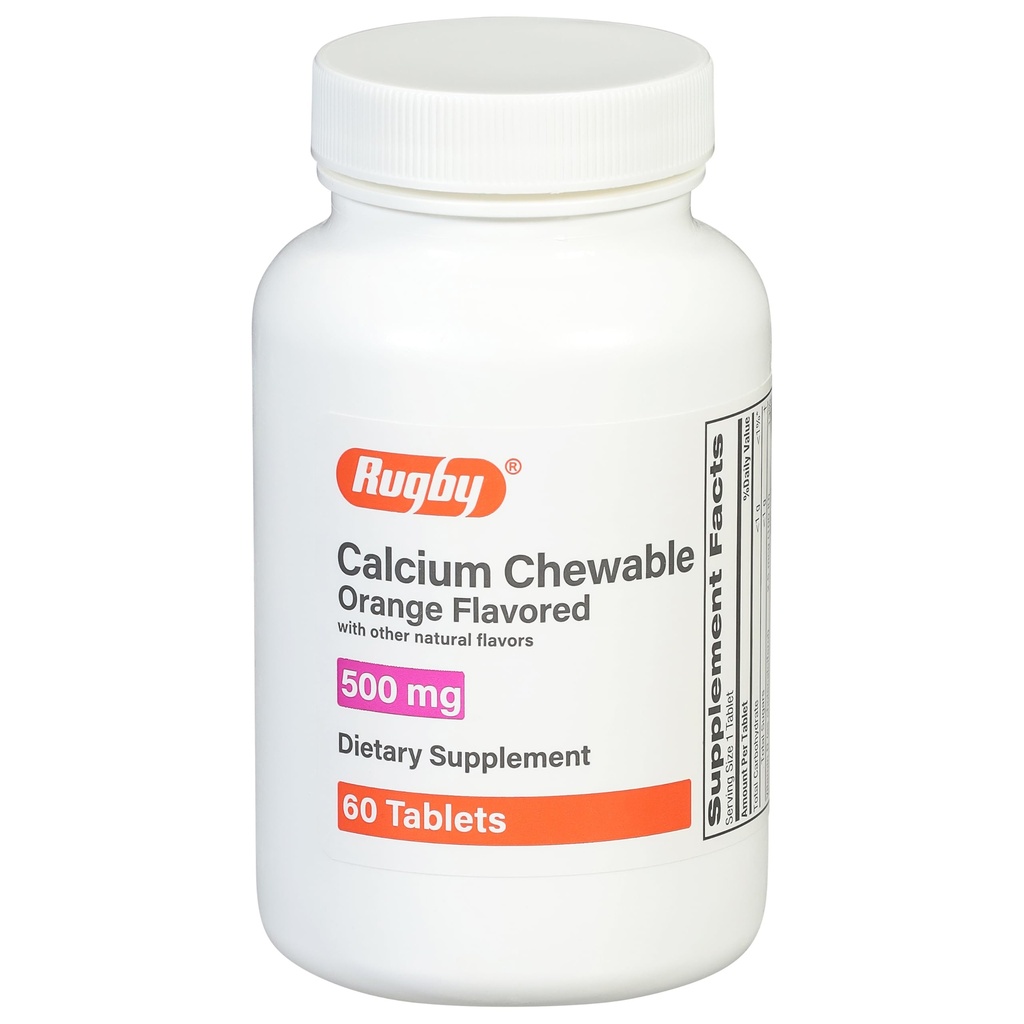橄榄球 500mg 钙可切片 - 膳食补充 - 橙色裂片 - 60 count (1 pack)