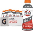 Gatorade Zero with protein, 10g Whey 蛋白质隔离剂, 零糖, 电解质, 水果冲刺, 16.9 Fl Oz, 12 Pack