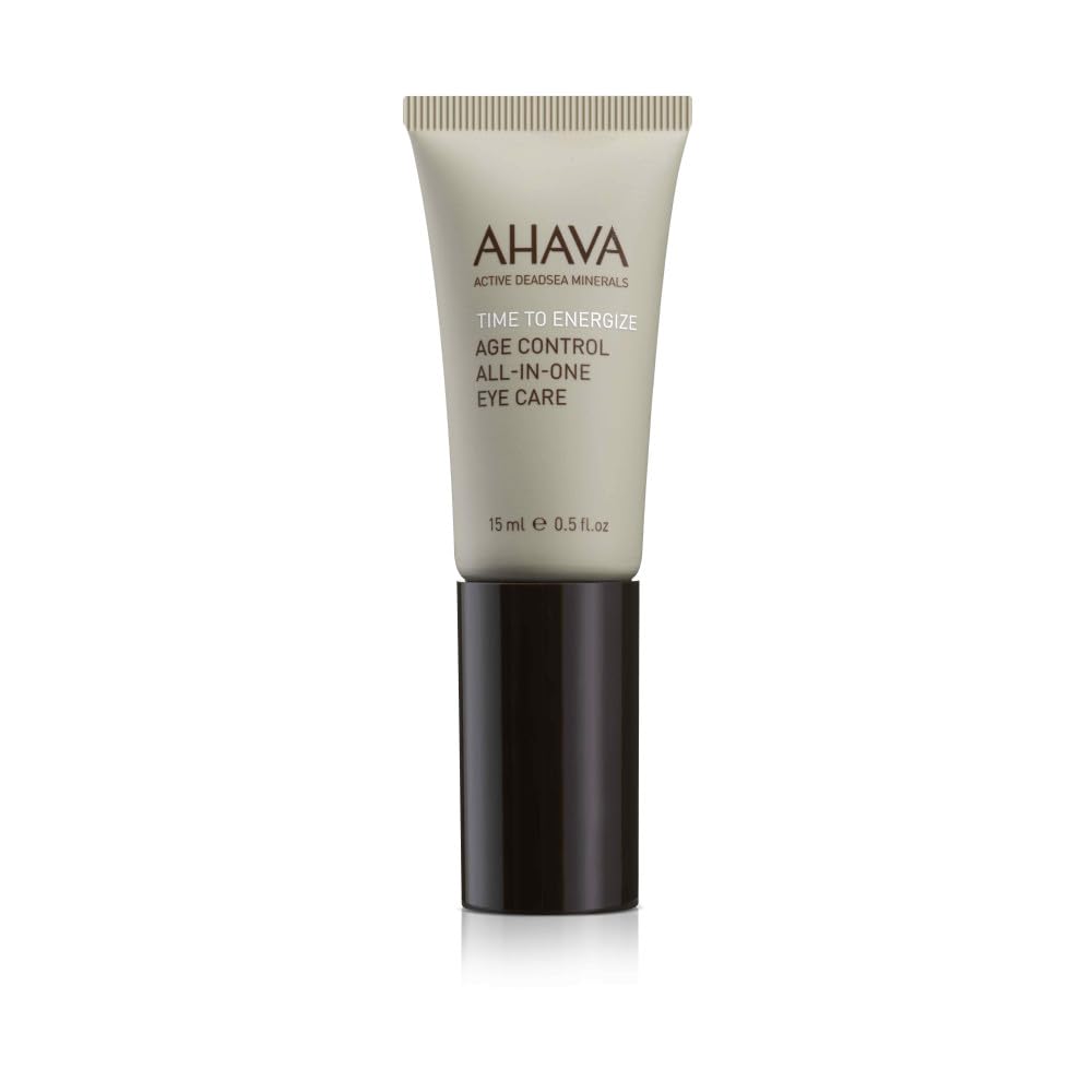AHAVA Time to ennergy Men's Age Control All-in-One Eight care - 刷新和水合Gel至平滑眼下区域,减少暗圆,与奥斯莫特,阿洛韦拉,咖啡因,Peptides & G-Force, 0.5 Fl.