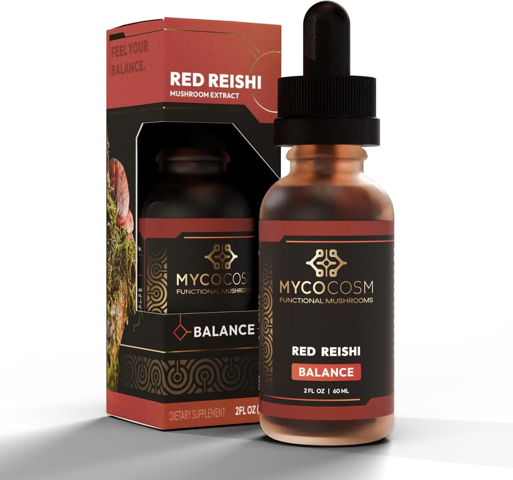 Reishi摘录 - 平衡 - 促进长寿的蘑菇补充剂 - 免疫支持 - Ganoderma Lucidum - 适应剂