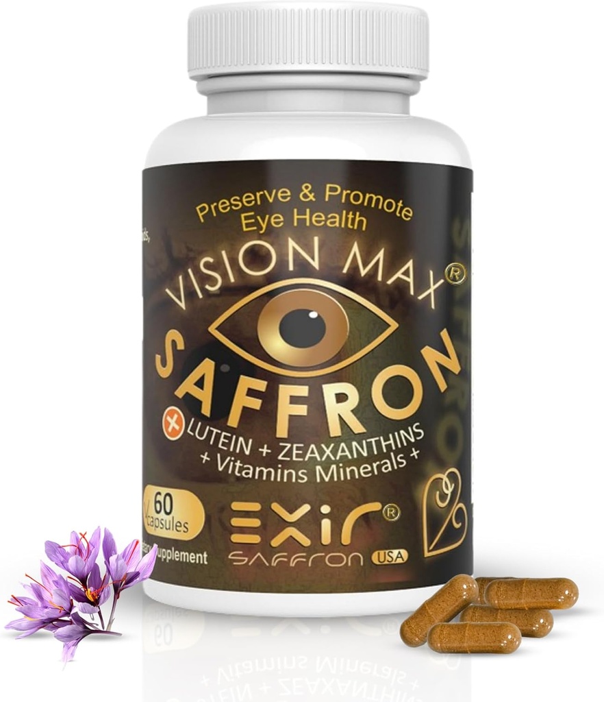眼维他命补充 – 与萨夫龙,Lutein & Zeaxanthin – 蓝光防御,Macular & Retina 支持,Relieves Eye Fatigue & 改善夜视 – 60 Capsules