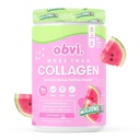 Obvi More Than Collagen Powder 支持健康头发,皮肤,钉子,关节,Gut QQ Grass-Fed 多层Collagen 配有 Hyaluronic Acid, Biotin, Keratin QQ 西瓜, 25种服务