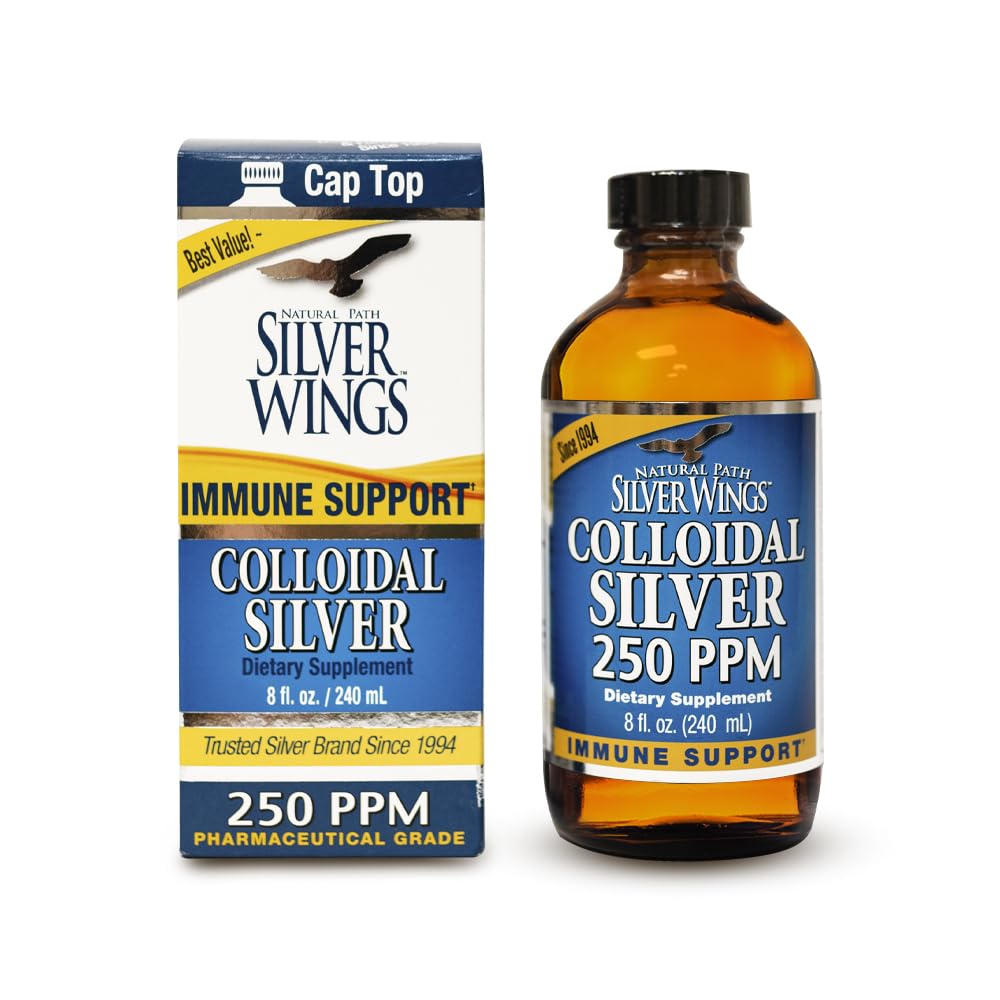Natural Path Silver Wings Colloidal Silver Liquid - Enhanced Immune Support Supplement - 250ppm (1250mcg) - 8 fl oz