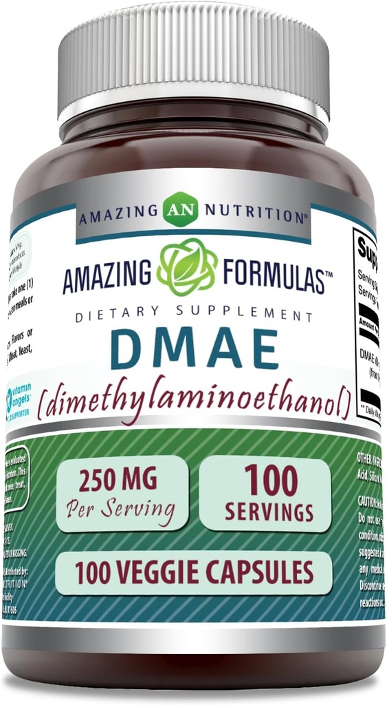 神奇的公式 DMAE 补充 | 250 Mg | Veggie Capsules | 非GMO | | | | | |  USA  USA  USA  USA  USA  USA  USA  USA (1 Pack,100 Counter)