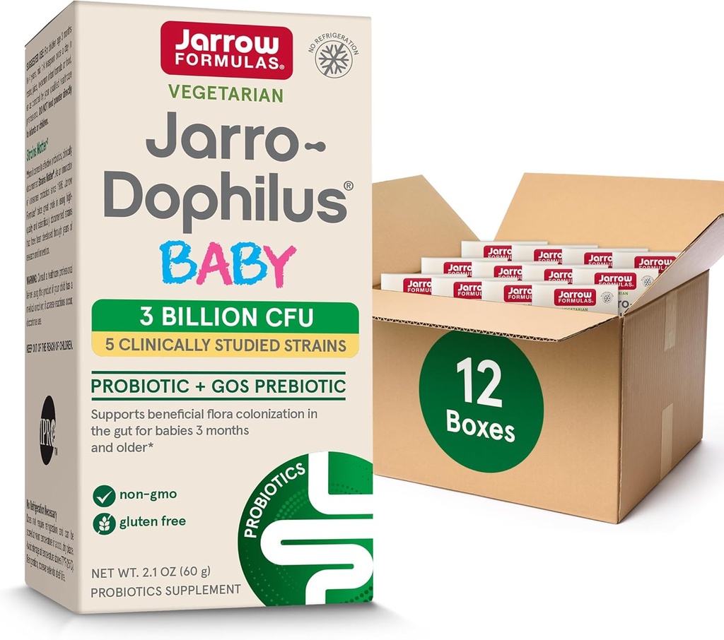 Jarrow Formules Jarro-Dophilus 婴儿亲生药 + GOS Prebiotic, 饮食补充剂, Gut 支持婴儿, 2.1 oz 粉末, 60日供应(12包)