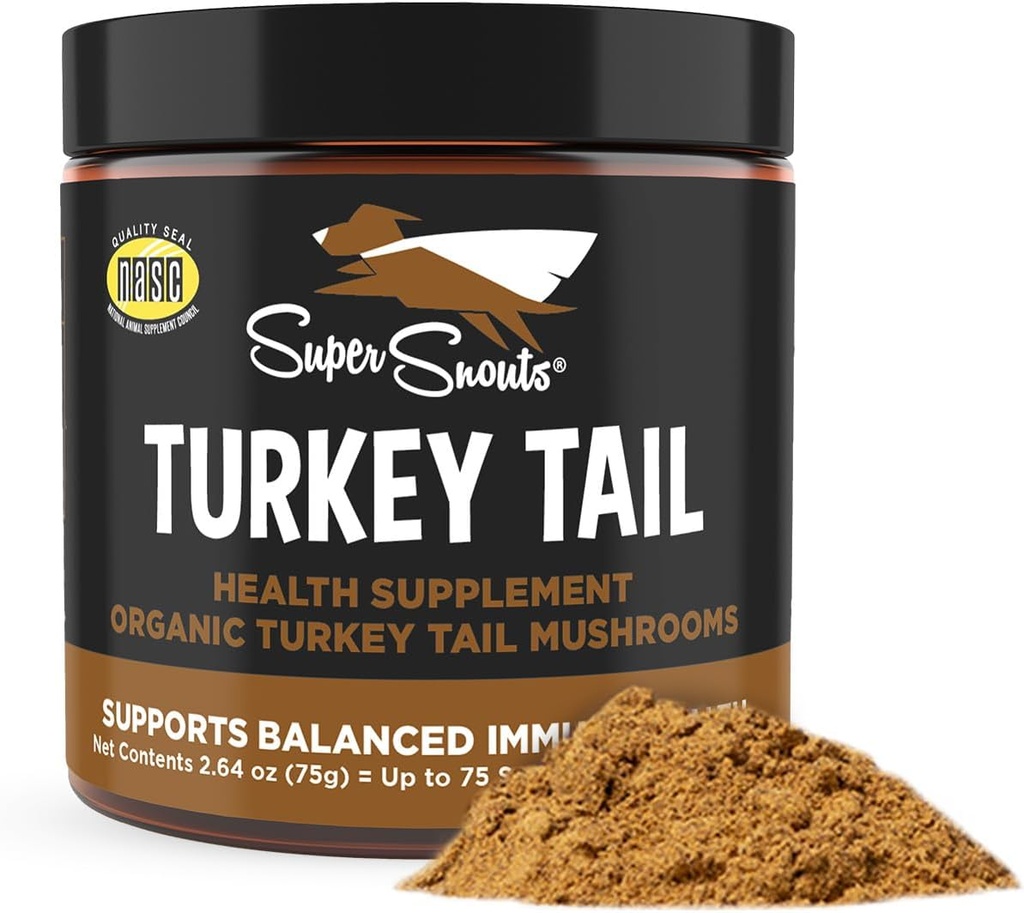 Super Snouts Turkey Tail Mushroom Suppers Powder for Dogs & Cats (2.64 oz) - 有机,美国制造的抗氧化剂和炎症支持,免疫支持