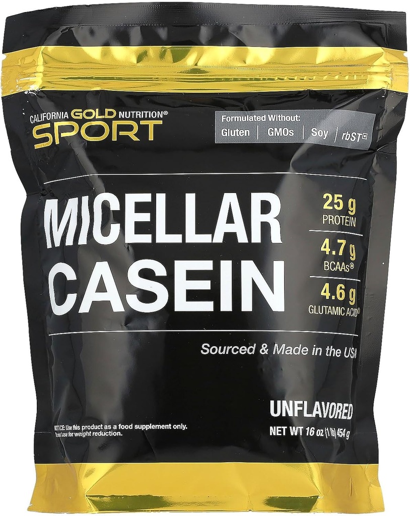 加利福尼亚金营养运动,Micellar Casein,未受欢迎,缓慢吸收,16 oz(454克)