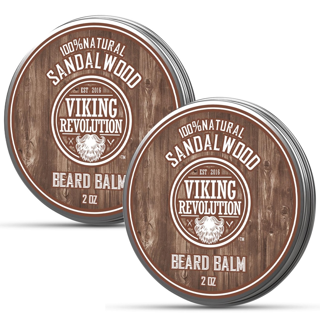 维京革命 桑达尔伍德·比尔姆(英语:Sandalwood Beard Balm) - 带Argan Oil的胡子蝴蝶,带Jojoba Oil的胡子软化器 带Beswax的胡子软化器 - 带Beswax的男子胡子蜡(2oz,2 Pack)
