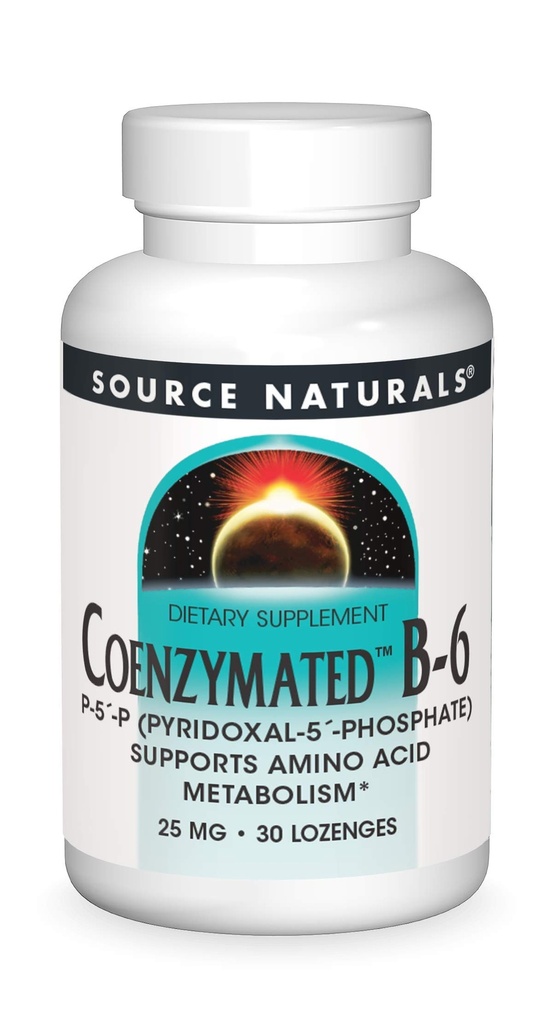来源 天然配合物 B-6 25mg P-5 Pyridoxal-5 磷酸快活 快速溶解亚语维生素支持氨基酸代谢 - 30 Lozenges