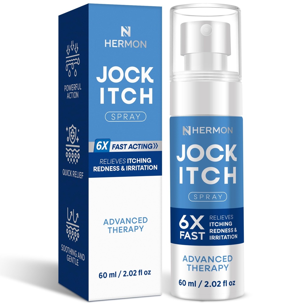 Hermon Jock Itch Spray for Men: 强效治疗 Jock Itch - 超强喷雾液提供苏打 - 2.02 Fl Oz (Pack of 1)