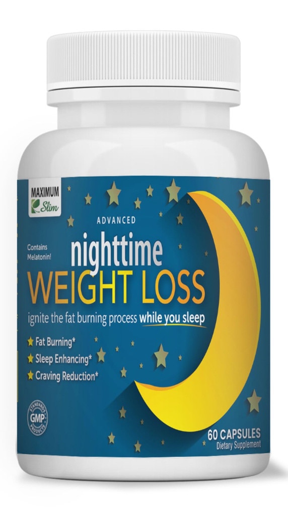 最大 Slim 夜间体重支持 — Gentle Fat 燃烧和睡眠援助 — African Mango, Resveratrol & Green Tea — Non-GMO, Vegan, 60 Capsules
