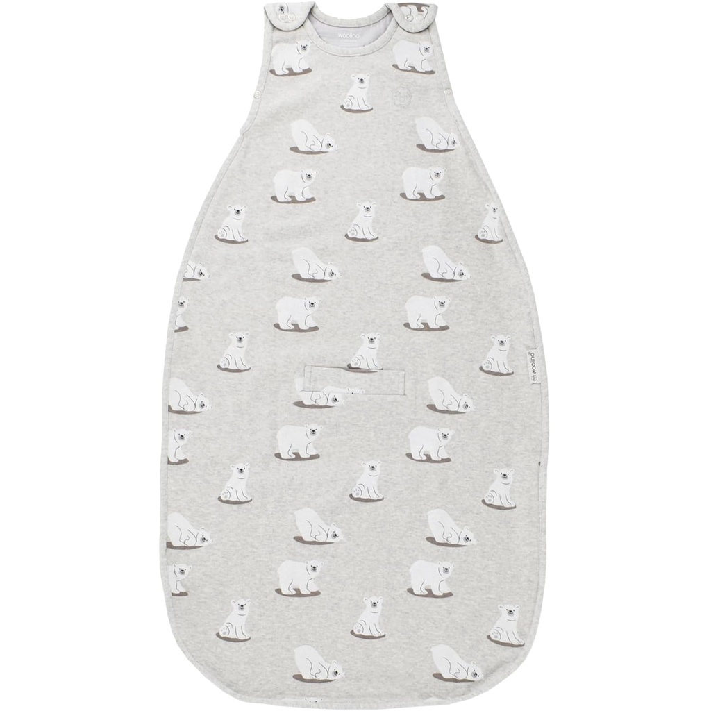 Woolino 4 Season Sleep Sack - Ultimate Merino Wool和有机棉睡袋 - Two-Way Zipper可调整通用大小 Sleep Sack for Baby (2-24个月) - 极地熊