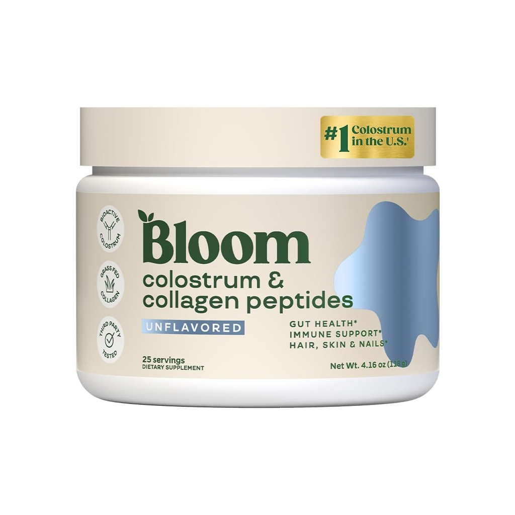 Bloom营养 Bovine Colostrum Powder 配有维生素B-12 用于Gut健康,免疫支持,头发生长和美容补充 QQ 不受欢迎,25种服务