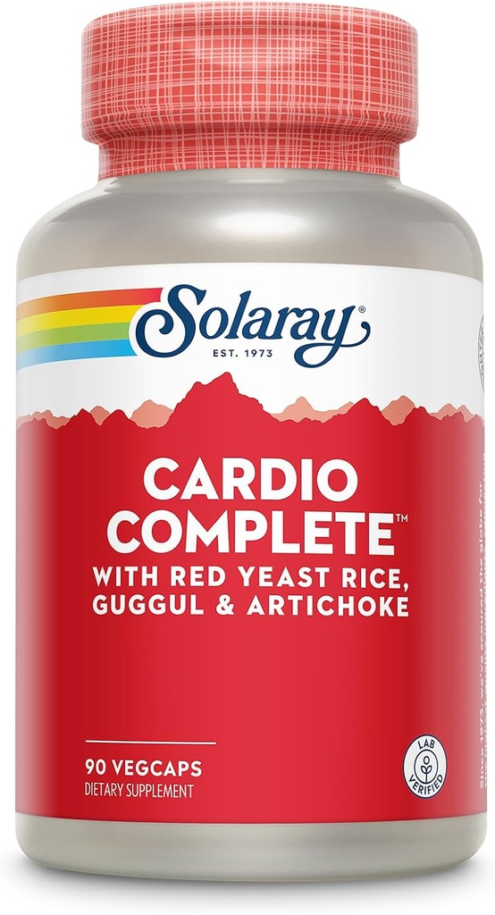 SOLARAY Cardio 完成红酵母大米、Guggul 和 Artichoke 提取、加 B 维生素和更多 -- -- 实验室验证、60天保证 -- -- 45种服务、90种蔬菜