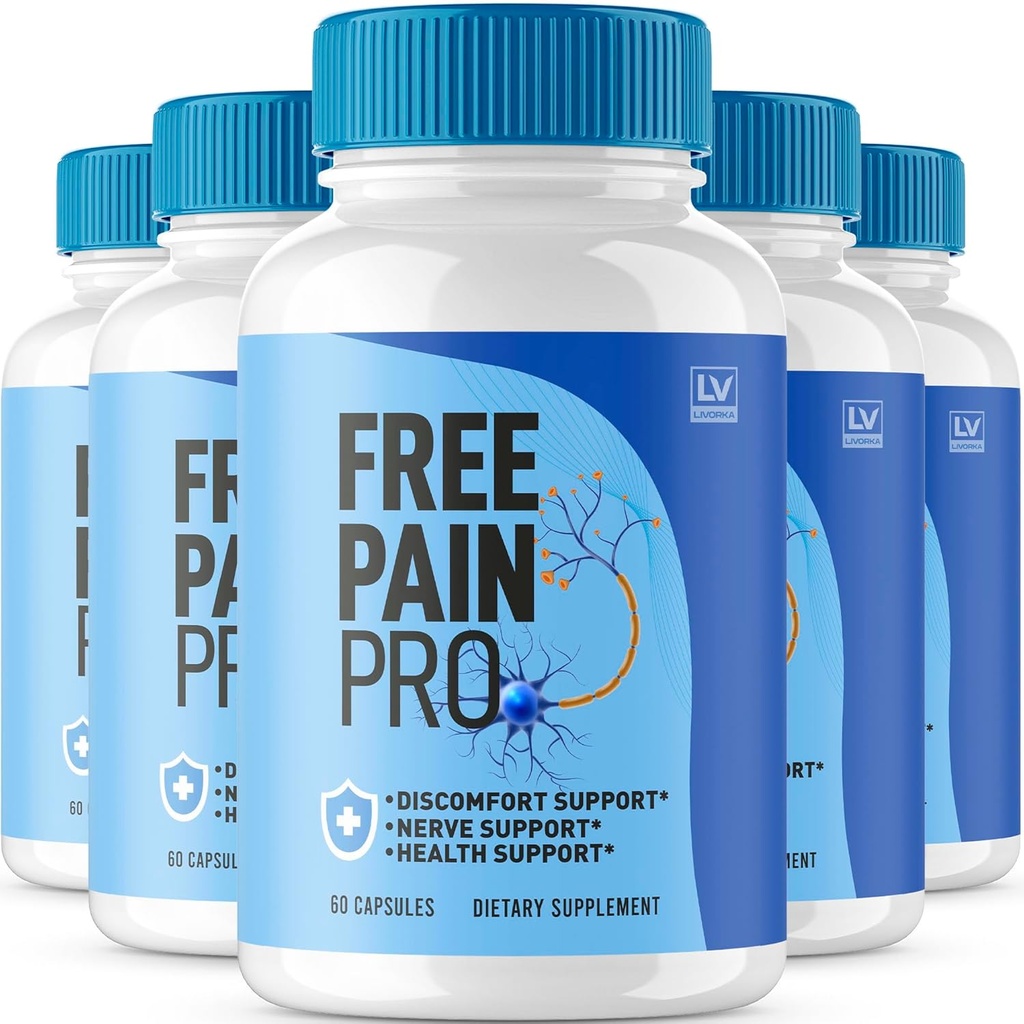 (5 Pack) Free Pain Pro Capsules, Official Free Pain Pro Supplement Capsules Advanced Formula, Free Pain Pro Pills All Natural to Support Overall Wellness, Free Pain Pro Formula Review, 300 Capsules