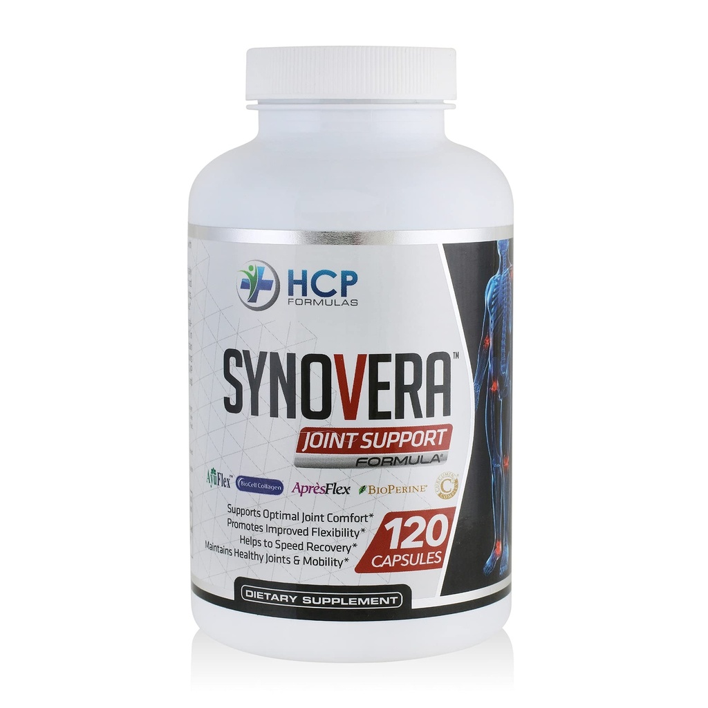 Synovera - 与Turmeric extract & Collagen 的联合支持综合体 - 流动性和灵活性 - 健康关节,Tendon, 韧带, 和Synovial 组织 - 饮食补充 - 120顶盖