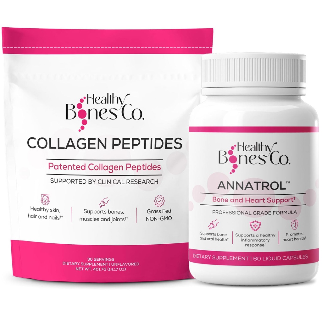 Annatrol Bone Support & FORTIBONE Collagen Peptides w/FORTIGEL, VERISOL and TENDOFORTE – Complete Bone, Joint, Skin, Hair & Nails Support