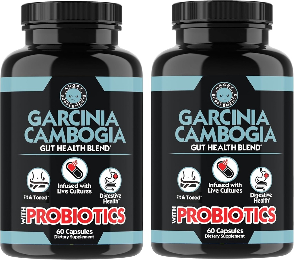Garcinia Cambogia配有Probiotics,Gut Health Multivitamin w. 维生素A,C,D,E,K,B2,锌,硒,铜,铬 + 草本Blend Capsules (2-瓶子,共计120厘米)