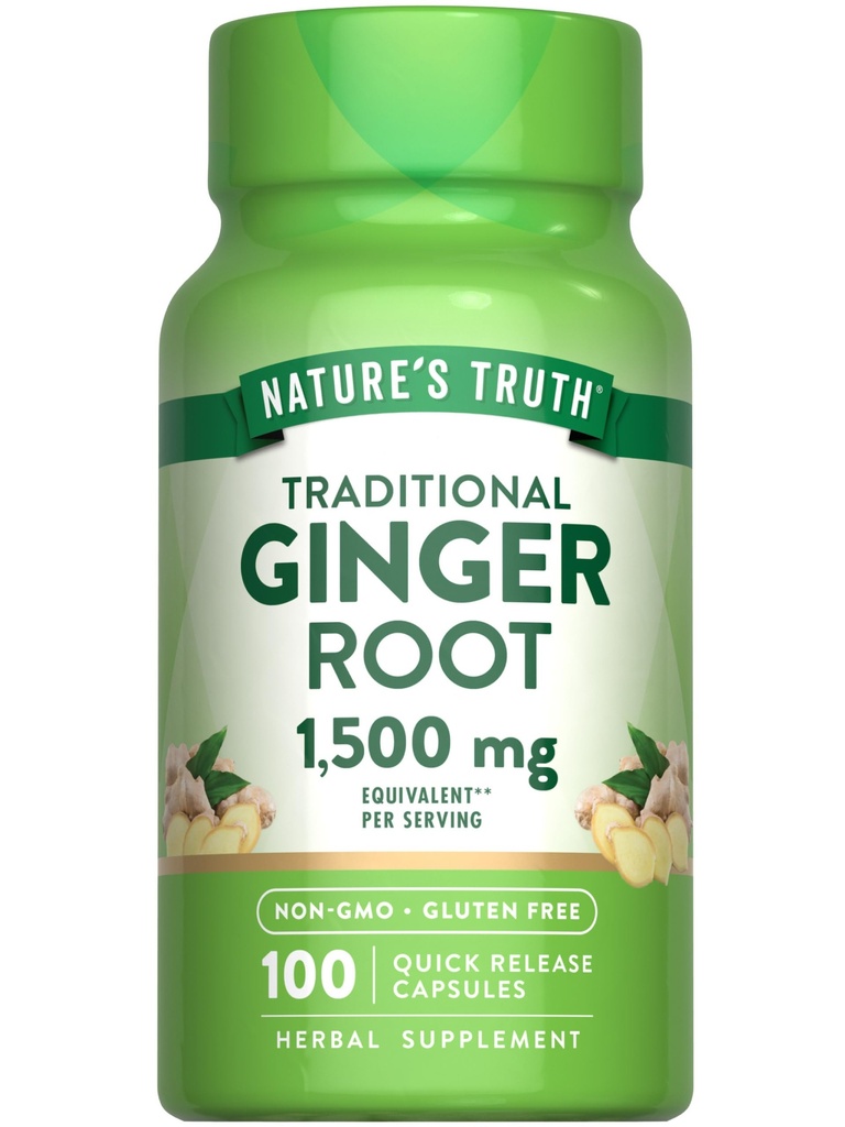 (原始内容存档于2017-09-21). Nature's Truth Ginger Root Capsules 1500mg – 100 Counter – from Ginger Root Extraction – Non-GMO and Gluten Free Supplement.