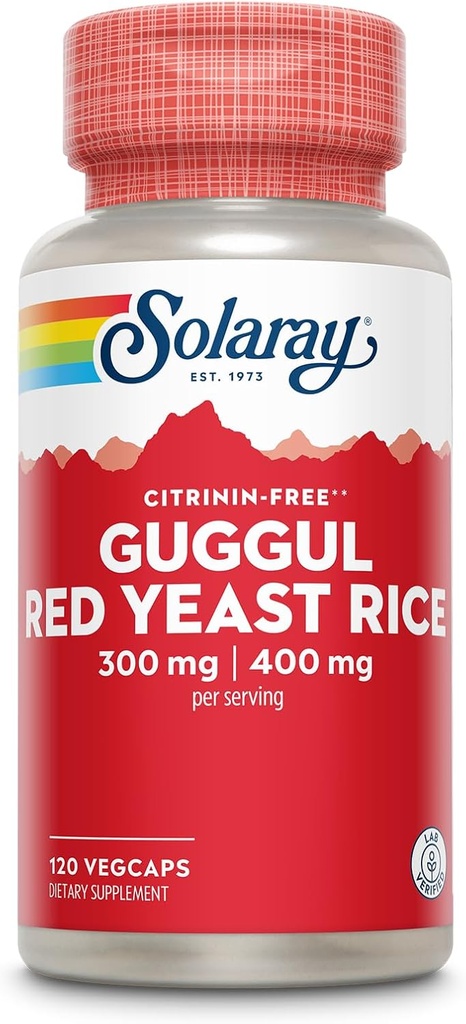 SOLARAY GUGGUL GUM 提取和红酵母水稻 -- -- 健康心血管功能支持 -- -- 实验室验证 -- -- 60名服务员,120名蔬菜