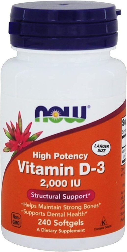 现在食品,(2包)维生素D-3 高潜力,2000 IU,240 Softgels