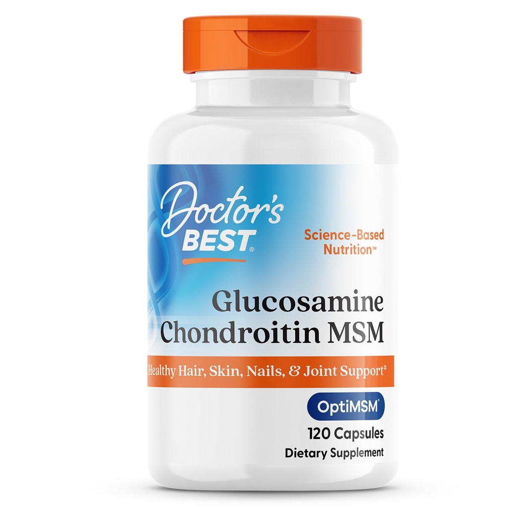 医生最佳Glucosamine Chondroitin Msm 配OptiMSM Capsules,支持健康联合结构,功能与舒适,Non-GMO,Gluten Free,Soy Free,120 Counter (Pack of 1)