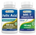 Best Naturals Folic Acid 800 mcg & Vitamin K2(MK7) with D3 最佳天然酸