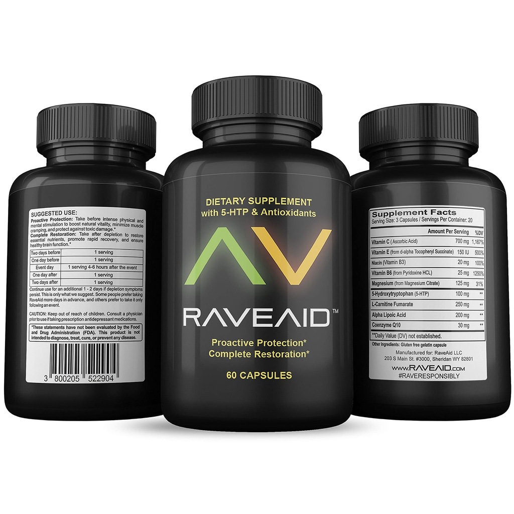 自2011年以来 -- -- 防止降水、减少Jaw Clenching、神经毒性保护 -- -- Party & Rave Recover Cure & Supplement(60 Capsules)