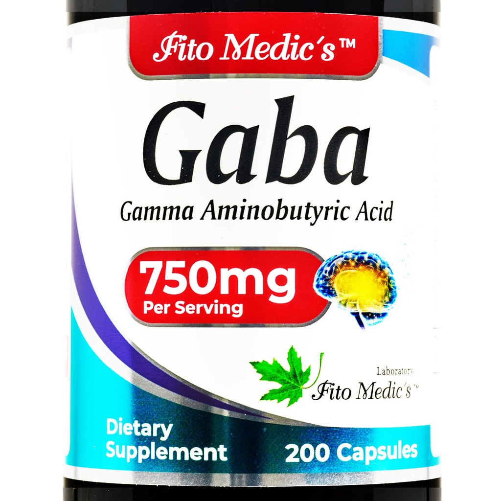 FITO MEDIC's Lab-GABA, 750 mg / service, 200 Capsules, GABA 补编,超高吸收 - 氨基酸 - GABA 粉末 - 丁酸 s.