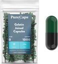纯Caps USA - 空 Gelatin Capsules 大小 0| 1000 加入 Pills| 绿色/ Black| 非 GMO 认证 | SLS, Gluten, 防腐自由