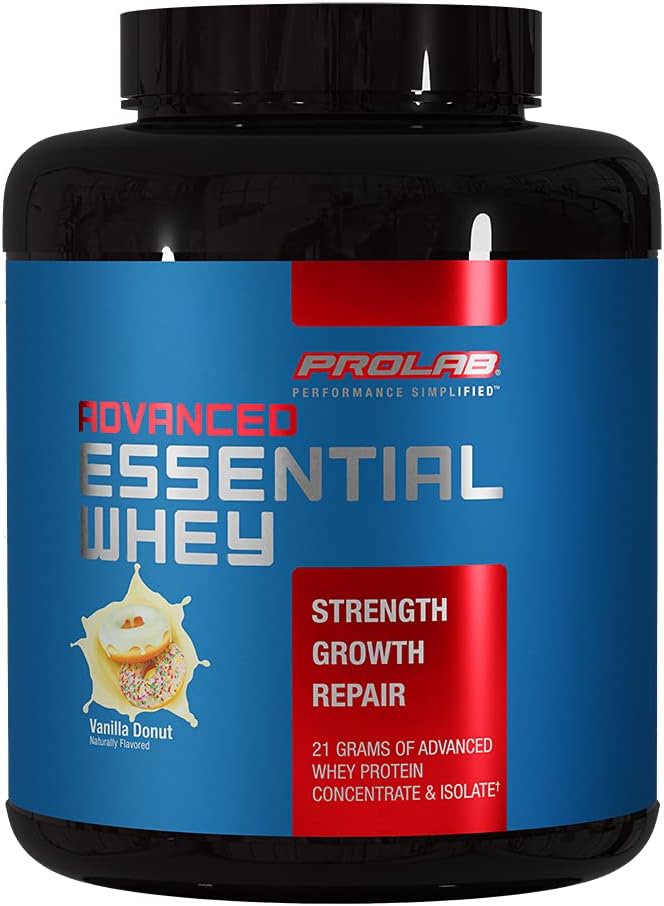 ProLab 高级基本Whey蛋白粉,Whey Community & Isolate Blend, 21g 蛋白素, BCAAs, 消化酶, 肌肉支持和回收( Vanilla Donut)