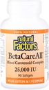 自然因素,BetaCare All 25,000 IU,健康皮肤维生素A,视觉和免疫功能,90软胶