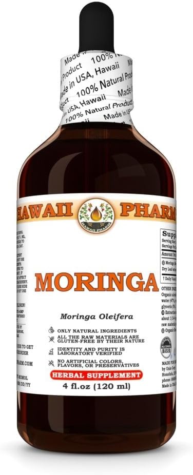 夏威夷Pharm Moringa提取器、用于Mood平衡和心血管支持的叮当、Nourishes皮肤和头发、保护生命、酶消化、防止肾结石 - 4 f.oz