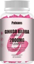1 Pack 2000mg Ginkgo Biloba Gummys - Ginkgo Biloba 脑健康支助、改善木气和焦点、能源、成人、草莓火焰60个补充物