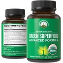 Organic Super Greens 150 Capsules - Green Juice Superfood Supplement with 25 All Natural Organic Ingredients. Max Energy and Detox Super Food Pills with Spirulina, Spinach, Kale, Turmeric, Probiotics