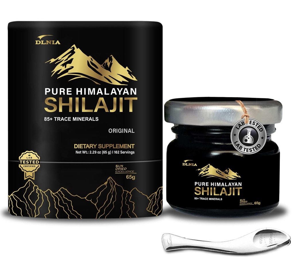 Shilajit 纯喜马拉雅有机物 Shilajit Resin 补充-黄金+ 85+ 富尔维奇酸含量75%的跟踪矿物、整体能源和免疫支持、纯Shilajit的男女,65克