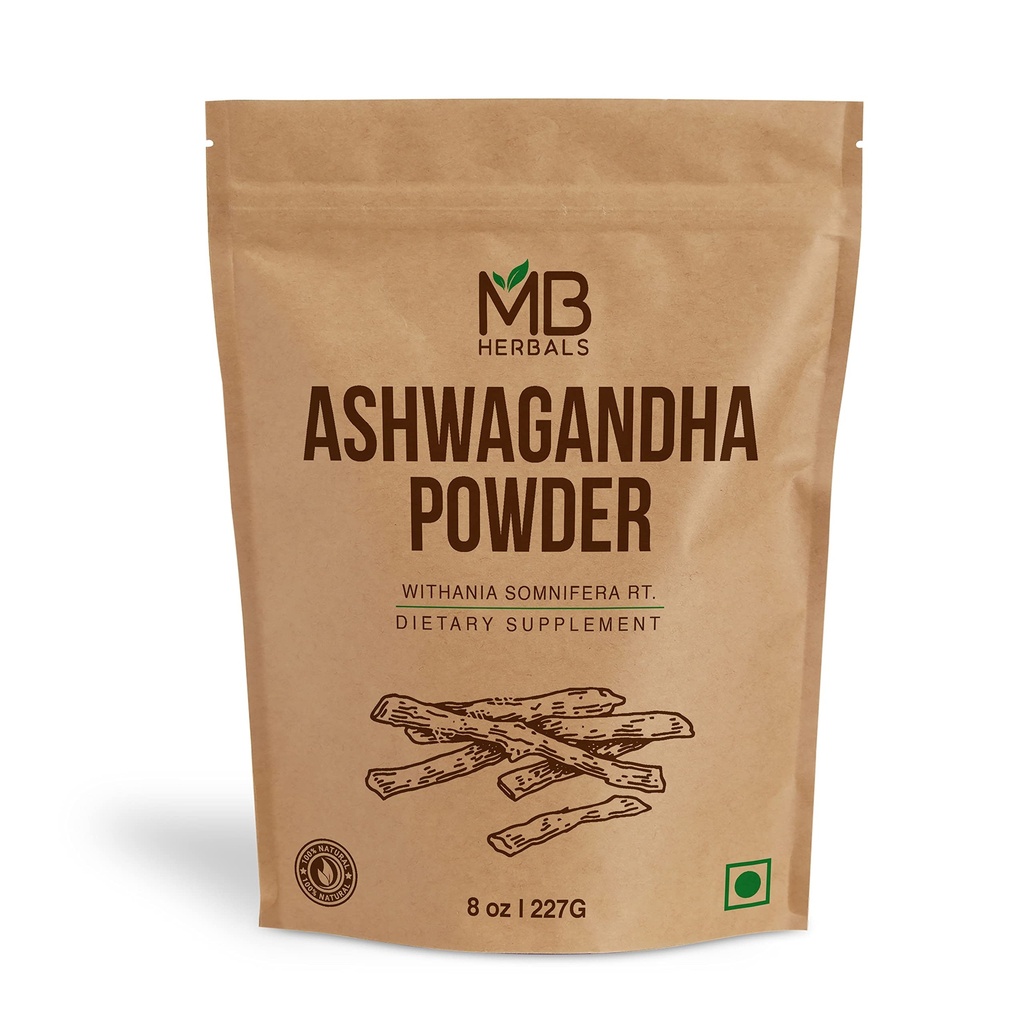 MB 草药 Ashwagandha Powder 8oz (0.5lb) QQ 实验室测试 印度金森 QQ Withania somnifera 根粉