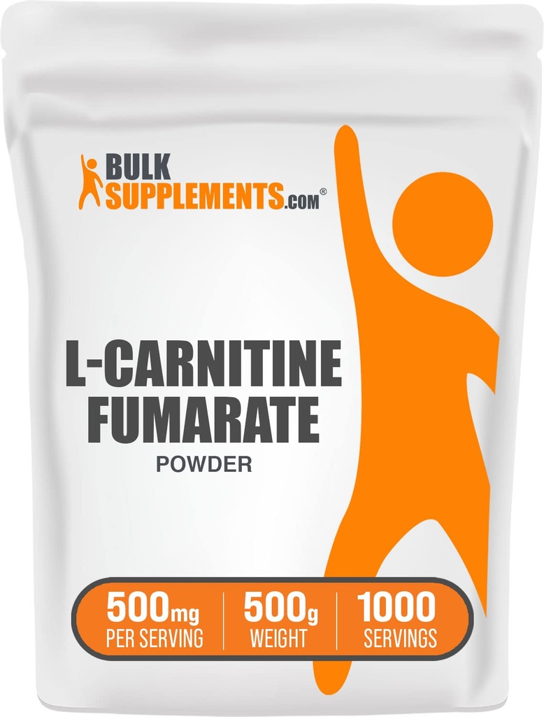 Bulk Assupports.com L-Carnitine Fumarate Powder - Carnitine Assupports, Sports 营养, L-Carnitine 500mg - Gluten Free, 每役500mg, Gluten Free, 500g (1.1磅) (Pack of 1)