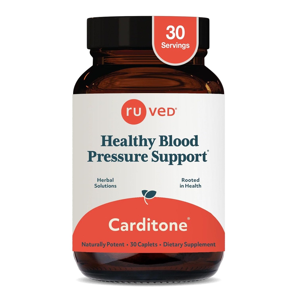 ruved Carditone -- -- 妇女和男子的自然心脏健康补充,BP公式,与劳沃尔菲亚、阿尔朱纳、卡尔西乌姆和镁的全心支持 -- -- 30个蔬菜卡片(包1)
