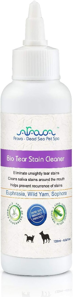 狗和猫的阿拉瓦天然眼泪和污泥清除器——用26种死海矿物有效解决,清除和防止眼泪和沙利瓦纹