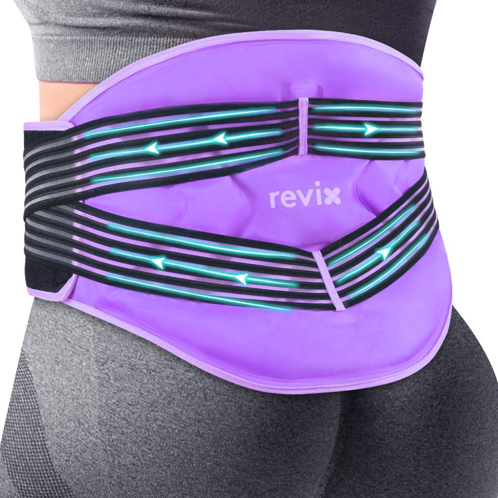 REVIX 重用大型后置冰包, 带有压缩阻塞, 可调整的下置后置冰包, 用于 Lumbar, Sciatic Nerve, Soft Plush Lining, 冷压缩治疗